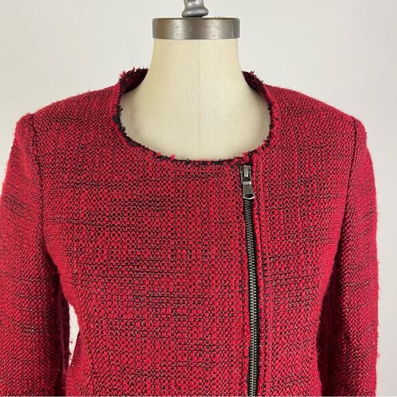 Rebecca Minkoff Red Tweed Zip Jacket - Picture 3 of 9